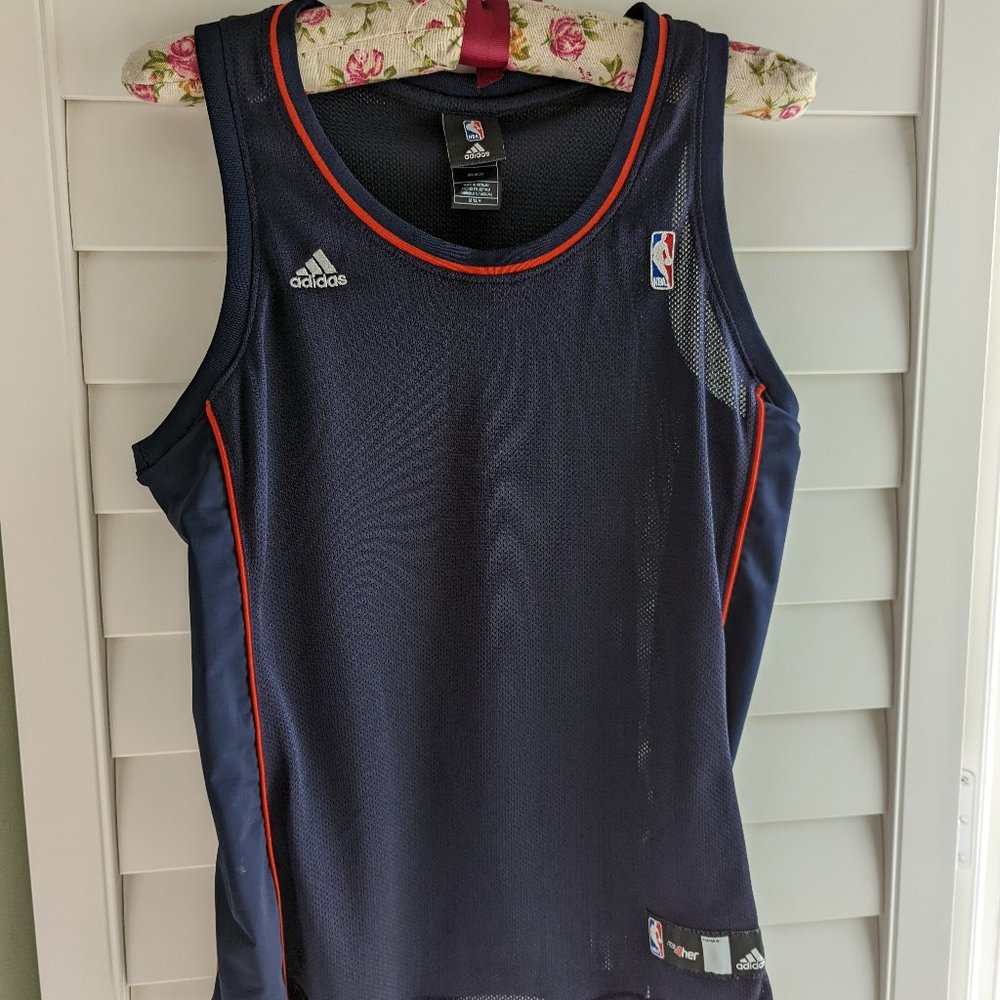 Adidas NBA Basketball Jersey For Her Womens M Navy Mesh Logo Athletic